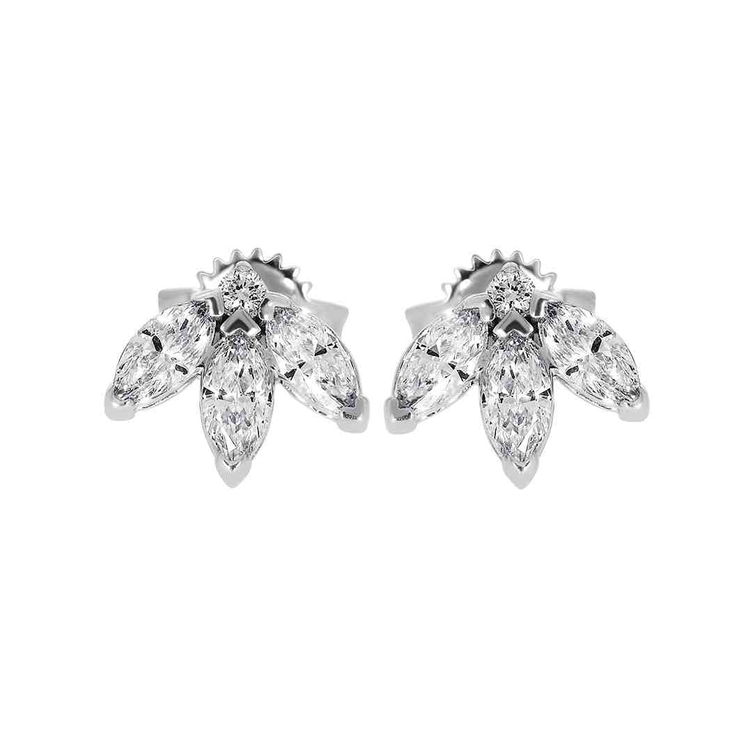 Marquise &  Round Brilliant Diamond Stud Earrings ER22167A